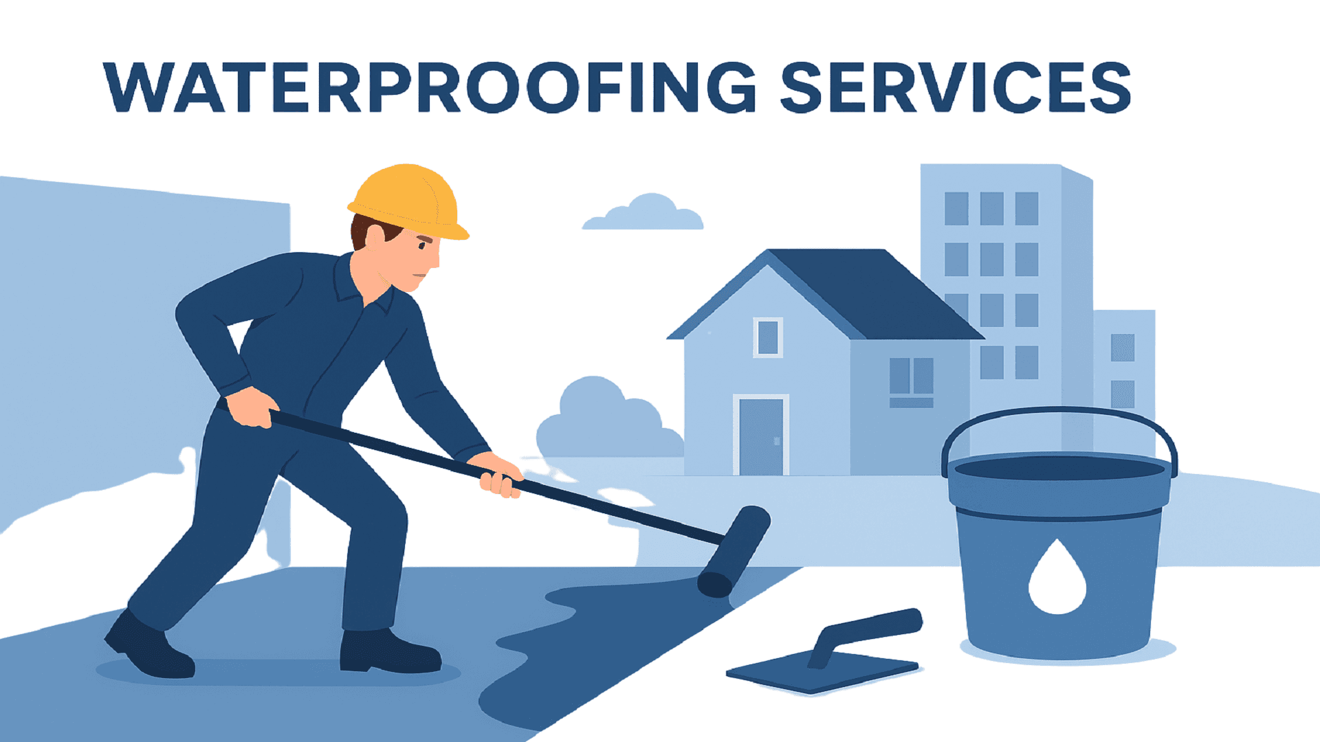 Waterproofing work being done on a roof